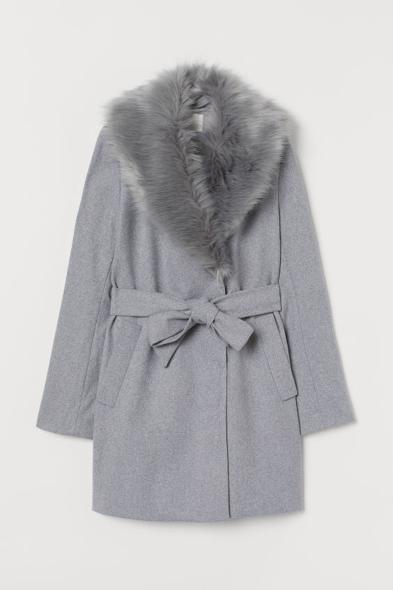 Fur Trim Wool Coat